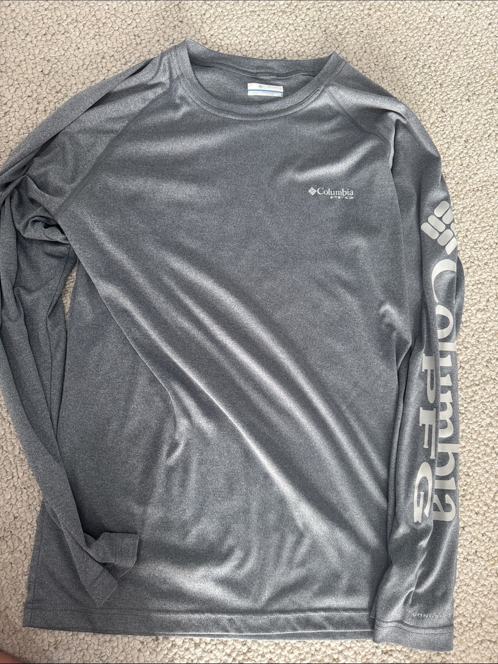 Columbia Gray Long-Sleeve Performance Tee PFG fishing shirt